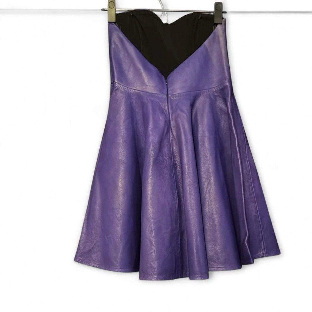 NEW Boulee Hailey Midnight Purple 80s Style Vegan Leather Mini Dress — SMALL - Picture 4 of 8